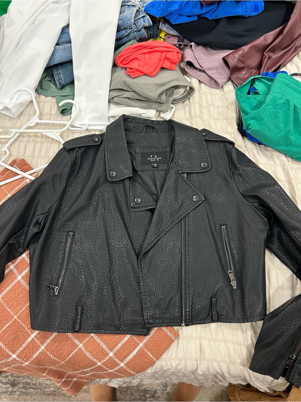 T.A. Collection Black Faux Leather Moto Jacket